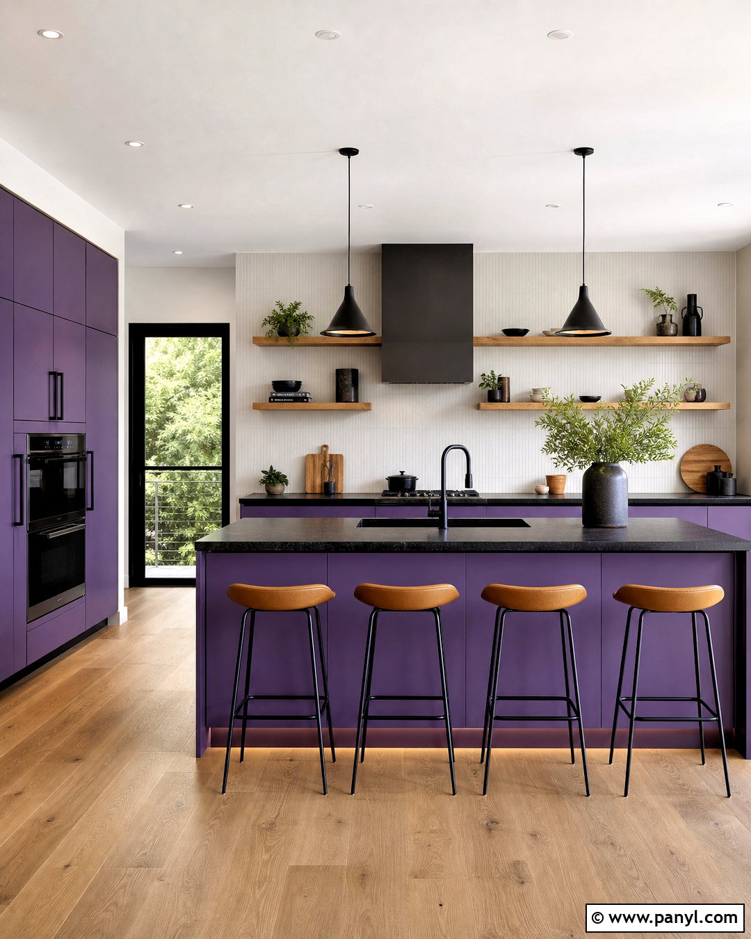 Violet Kitchen With Black Countertops - 20 violet kitchen ideas