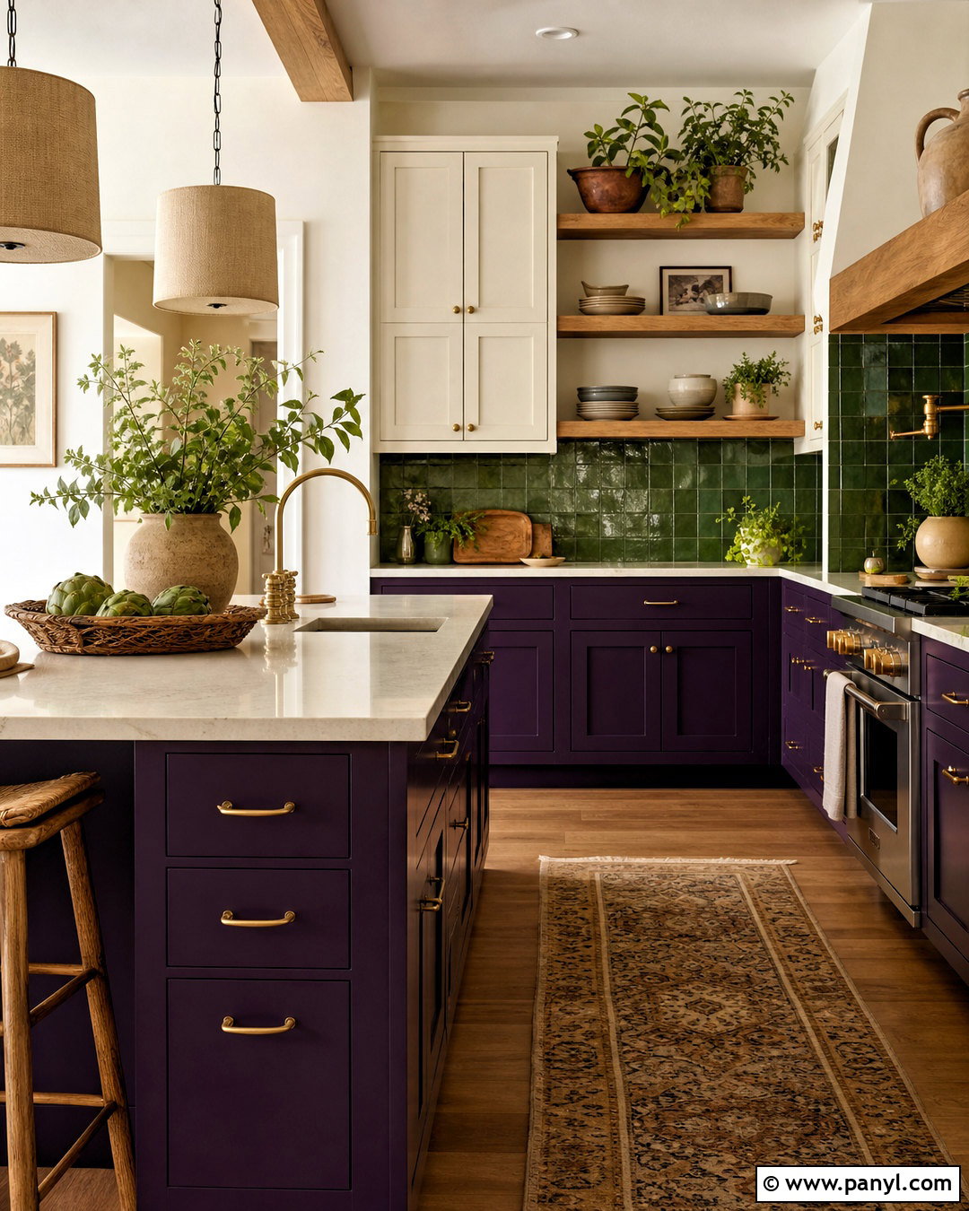 Violet Kitchen With Green Backsplash - 20 violet kitchen ideas