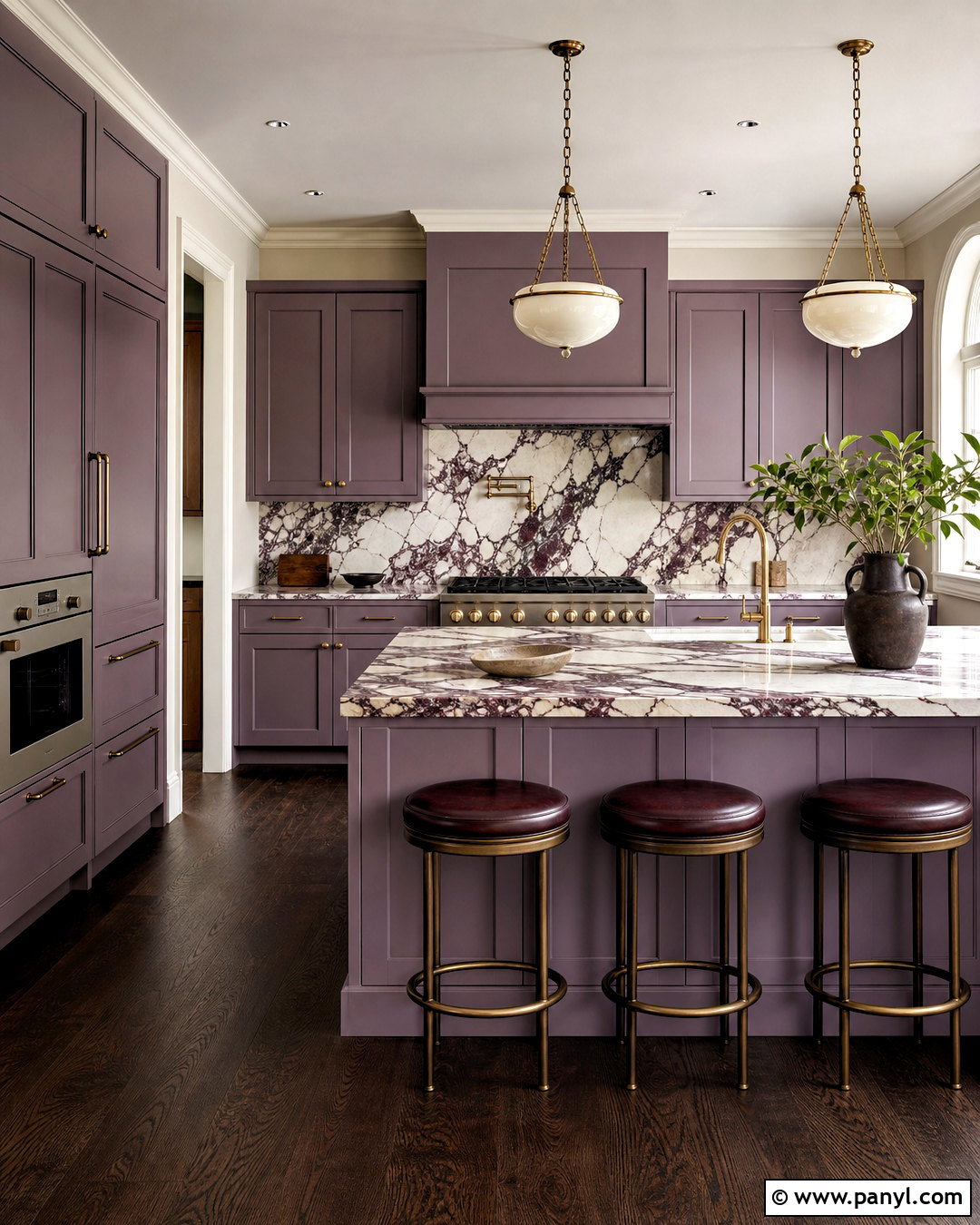 Violet Kitchen With Marble Backsplash - 20 violet kitchen ideas
