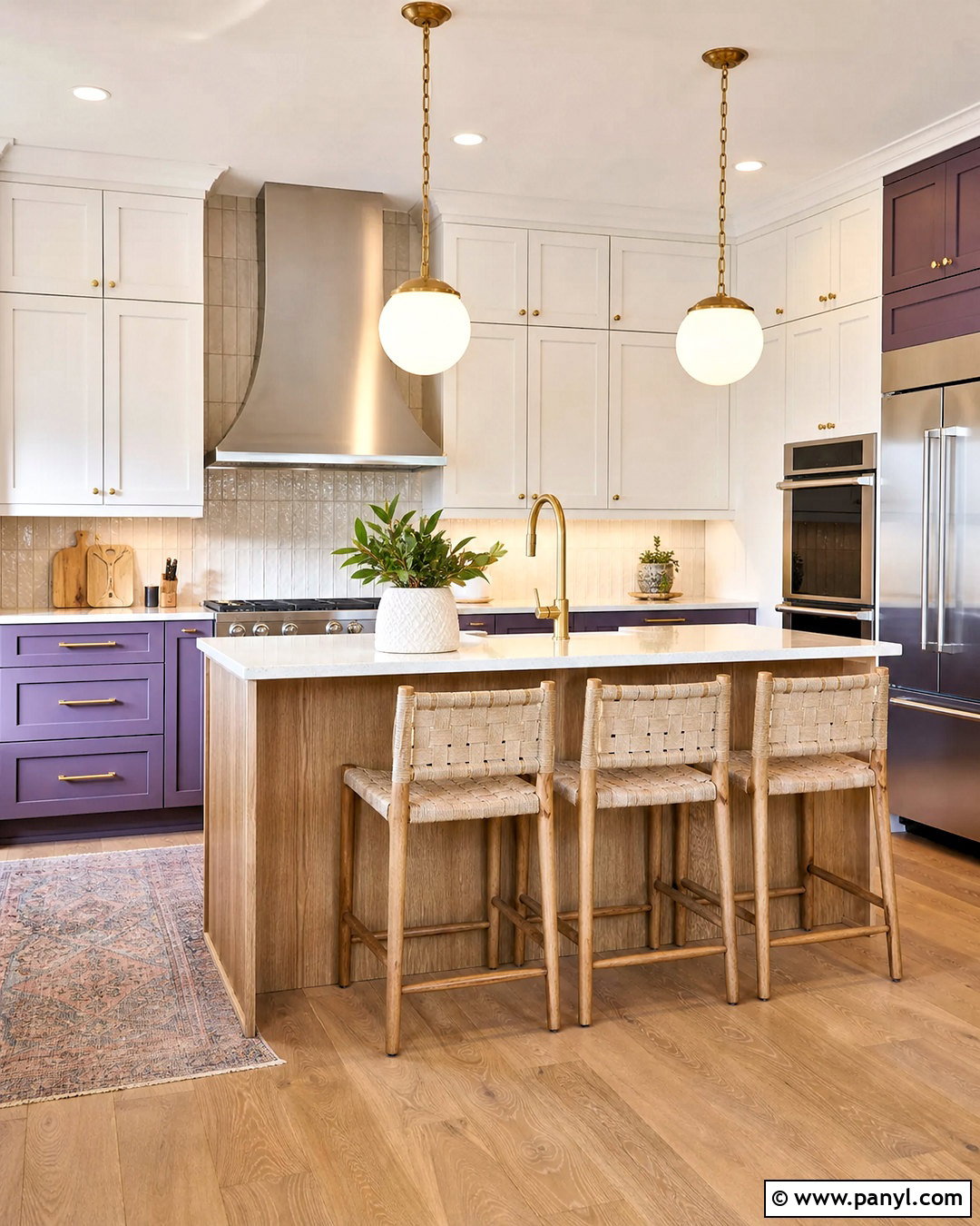 Violet Kitchen With Oak Cabinets - 20 violet interior ideas