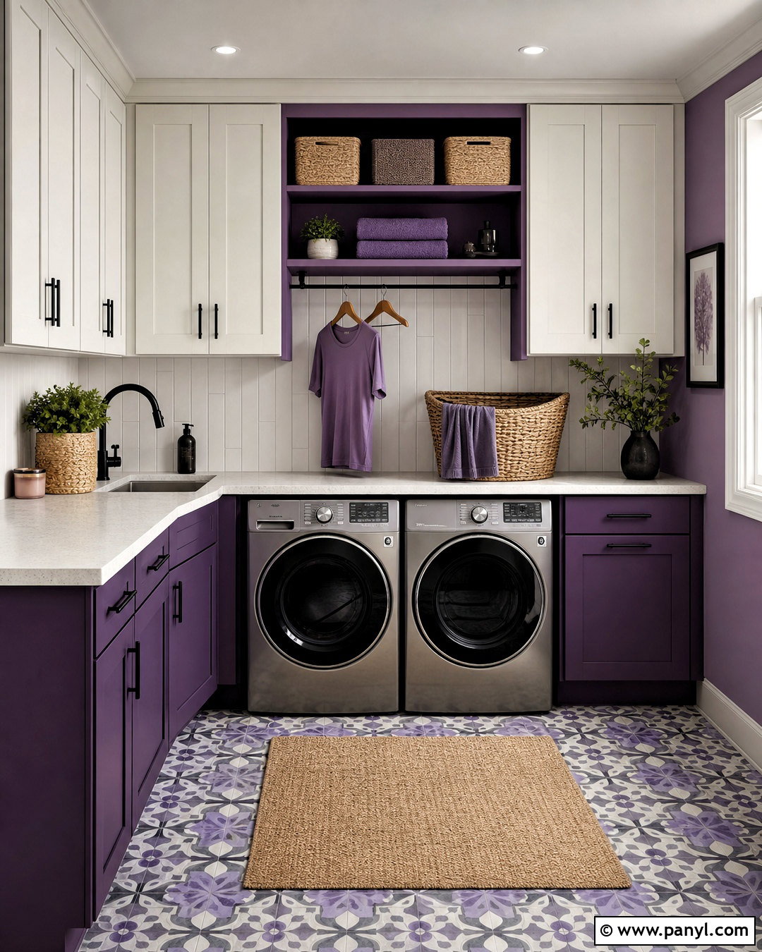 Violet Laundry Room With Patterned Tile - 20 violet interior ideas