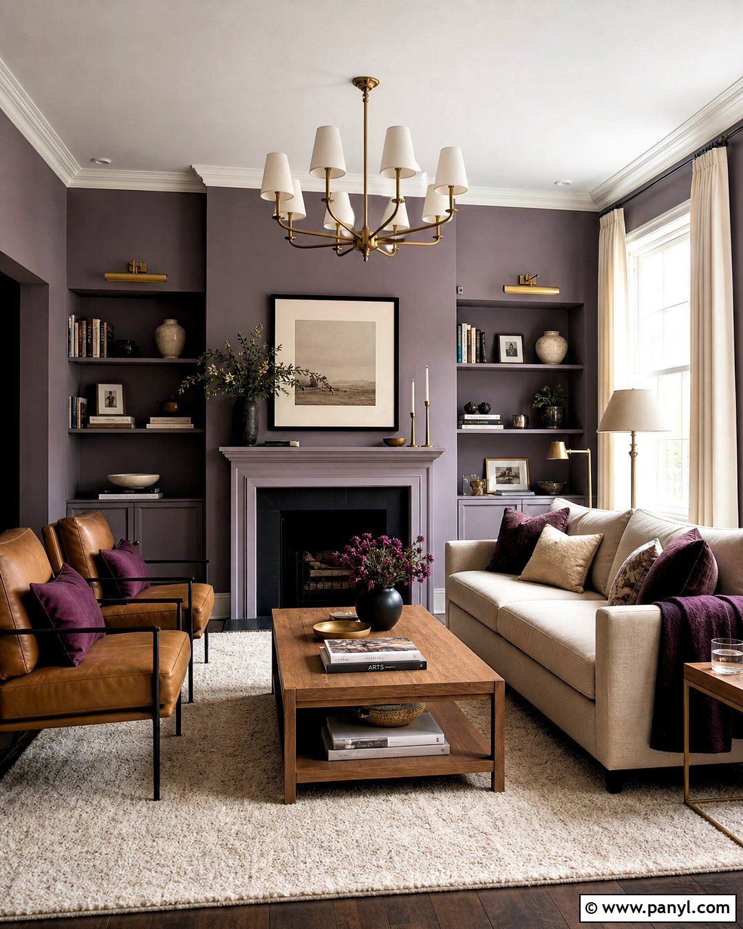 Violet Living Room With Warm Neutrals - 20 violet interior ideas