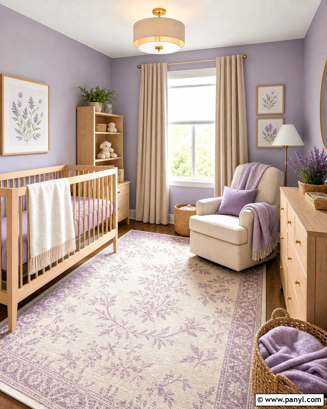 Violet Nursery With Natural Wood - 20 violet interior ideas