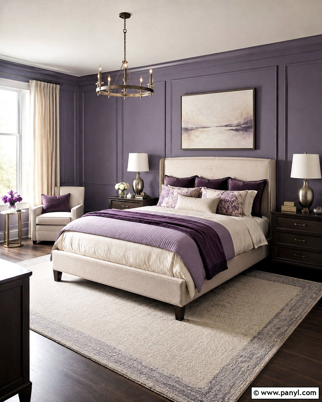 Violet Paneled Accent Wall - 20 cool tone accent wall ideas