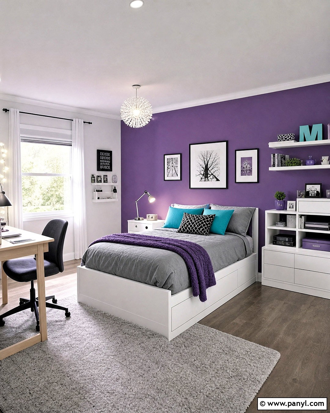 Violet Purple Accent Wall Teen Bedroom - 20 purple accent wall ideas
