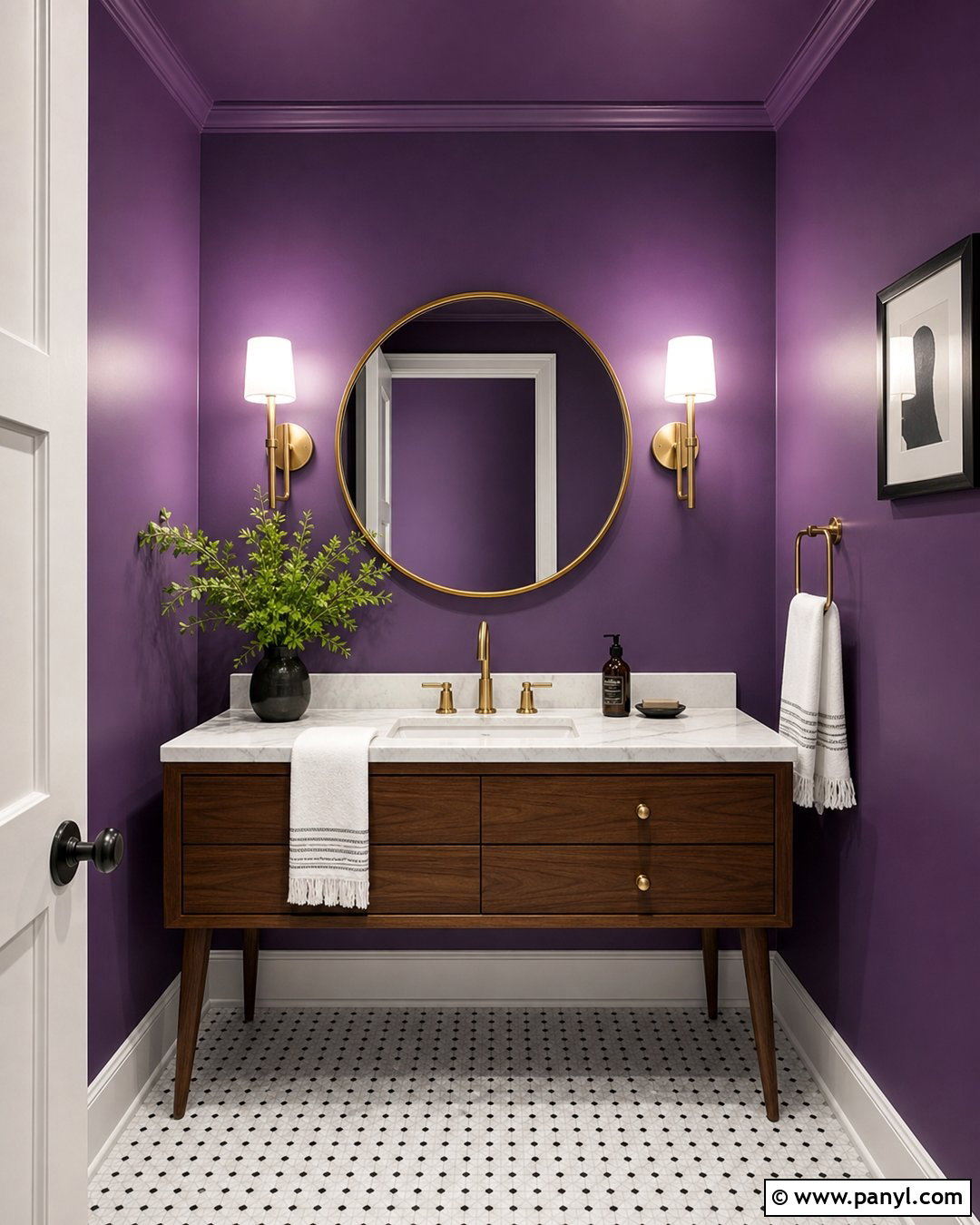 Violet Purple Powder Room - 20 Elegant Purple Wall Color Ideas