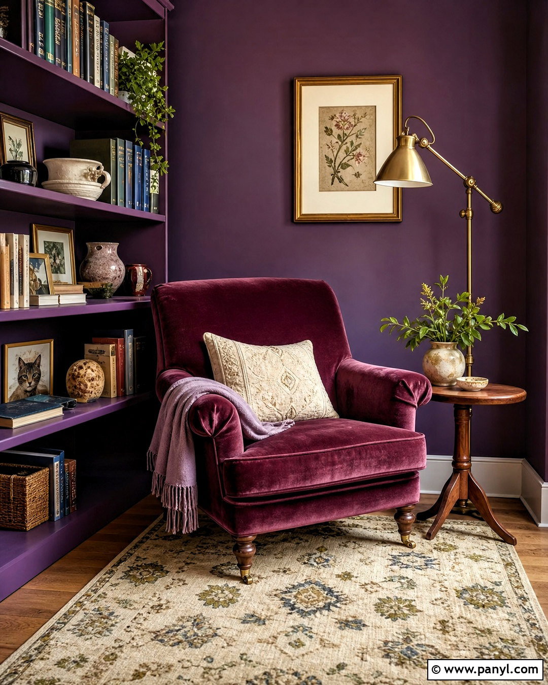 Violet Reading Nook With Velvet Seating - 20 violet interior ideas