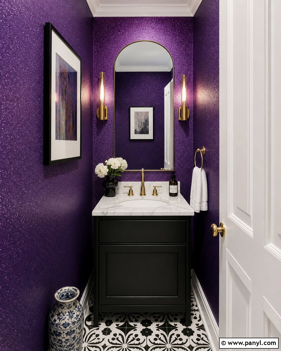 Violet Sparkle Powder Room Walls - 20 Purple Sparkle Paint For Walls