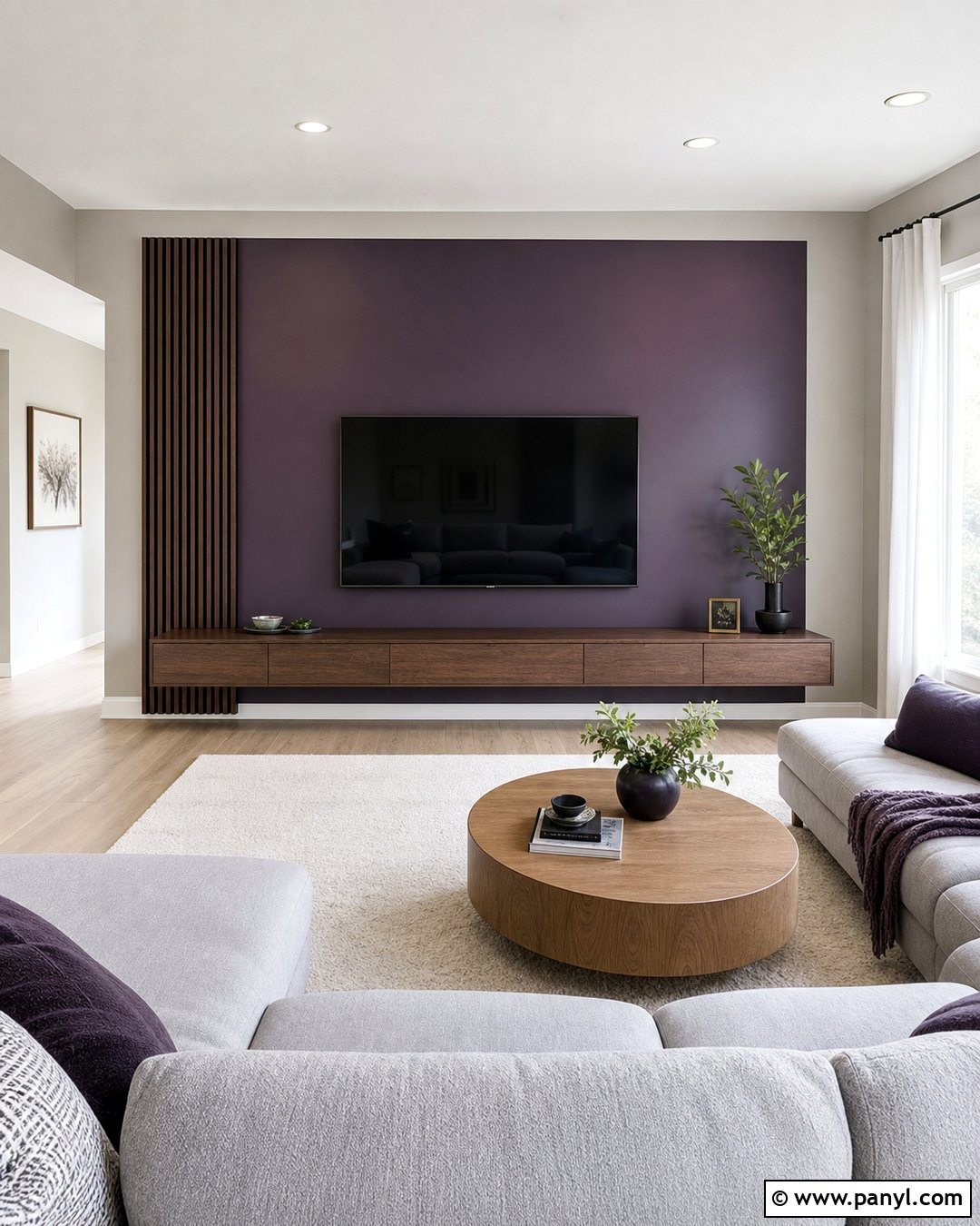 Violet TV Wall - 30 violet wall ideas