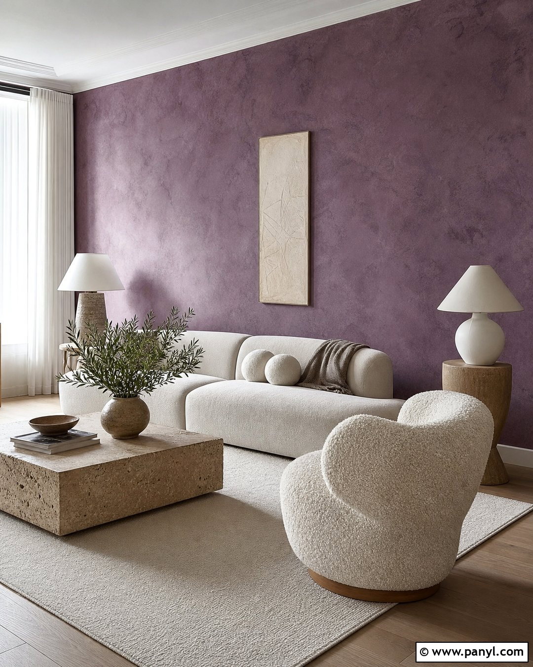 Violet Textured Plaster Wall - 30 violet wall ideas