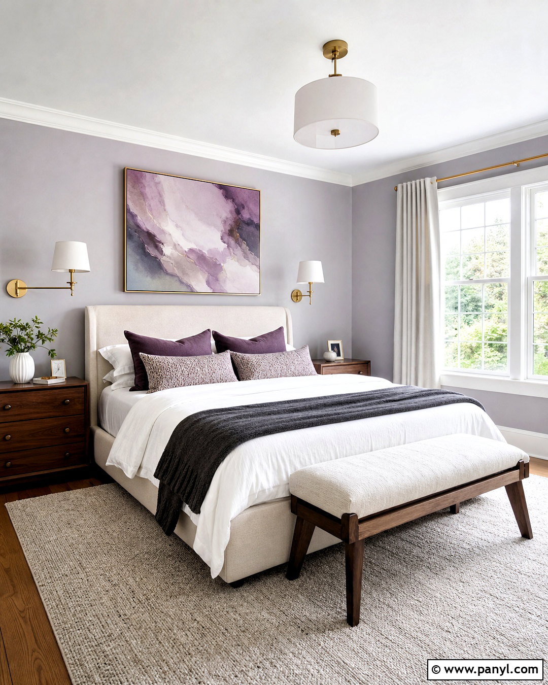 Violet White Gray Guest Room - 20 white gray paint color ideas