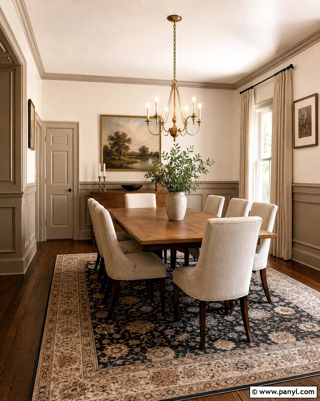 Wainscoting With Taupe Trim - 35 Taupe Trim White Walls