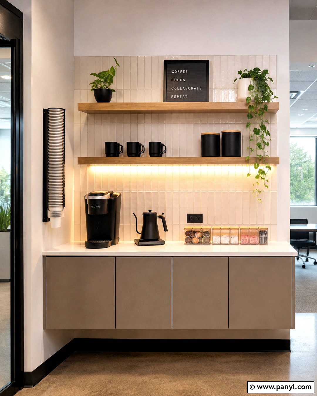 Wall-Mounted Office Coffee Bar - 20 office coffee bar ideas