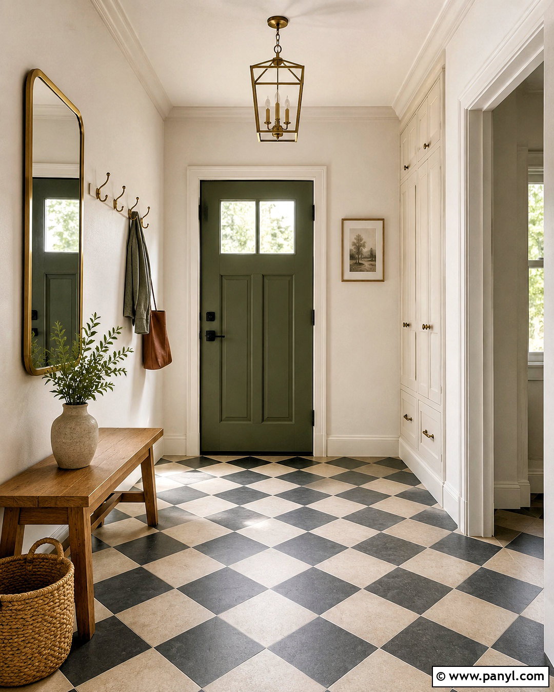 Wall White Entryway With Checkerboard Flooring - 20 Wall White Farrow And Ball Ideas