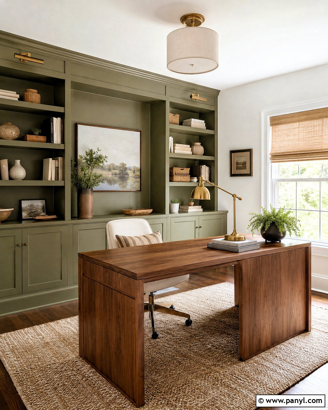 Wall White Home Office With Built-In Shelves - 20 Wall White Farrow And Ball Ideas