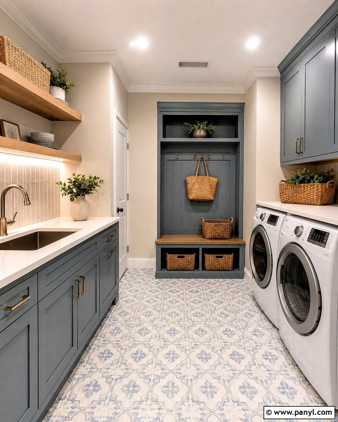 Wall White Laundry Room With Blue Cabinets - 20 Wall White Farrow And Ball Ideas