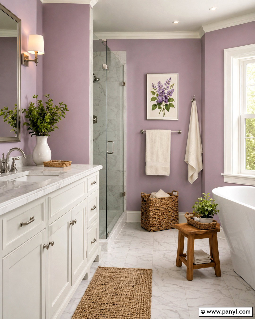 Wallflower Bathroom With White Marble - 20 Wallflower Color Ideas