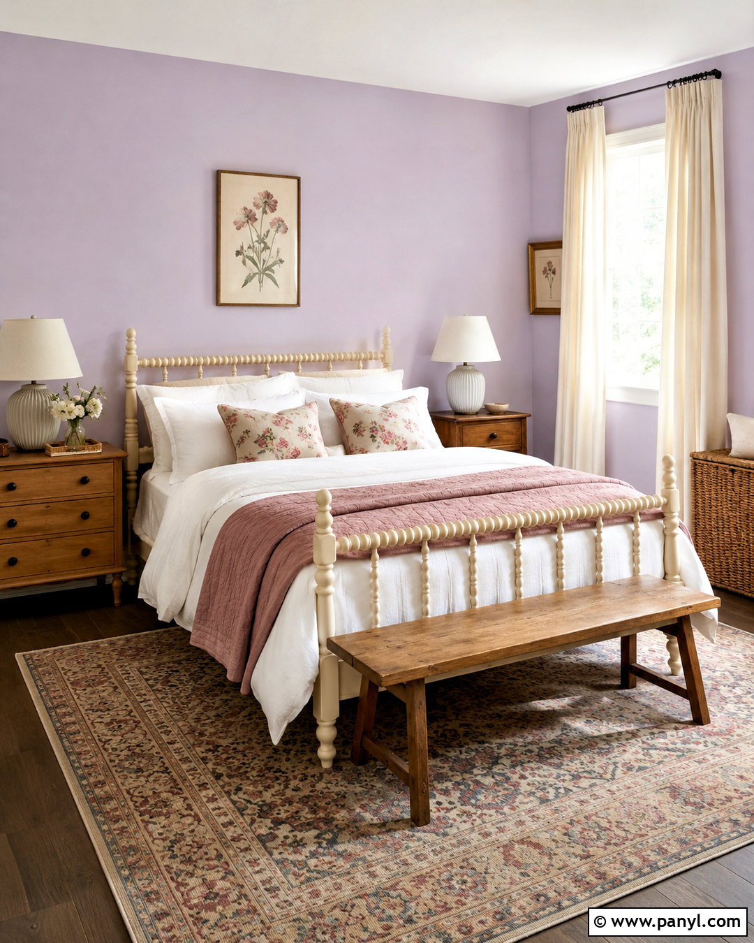 Wallflower Cottage Bedroom With Floral Fabric - 20 Wallflower Color Ideas