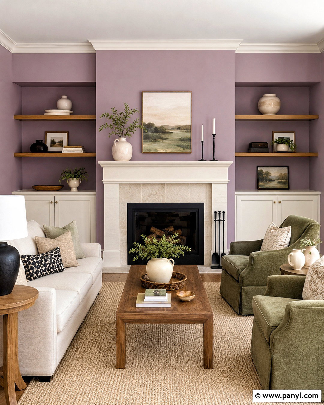Wallflower Fireplace With Oak Shelves - 20 Wallflower Color Ideas