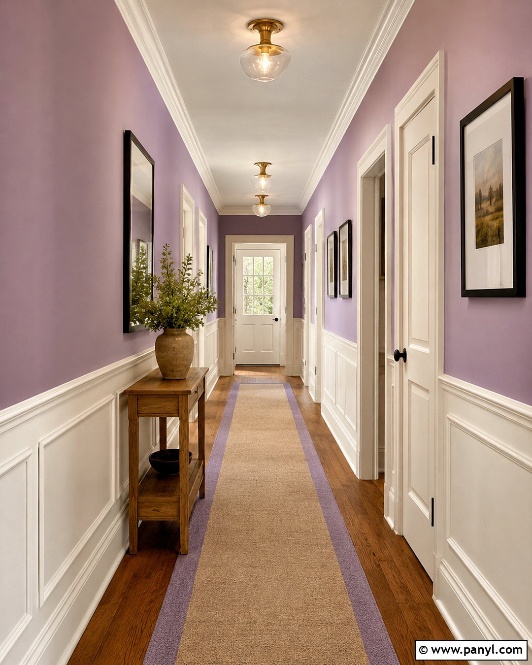 Wallflower Hallway With White Wainscoting - 20 Wallflower Color Ideas