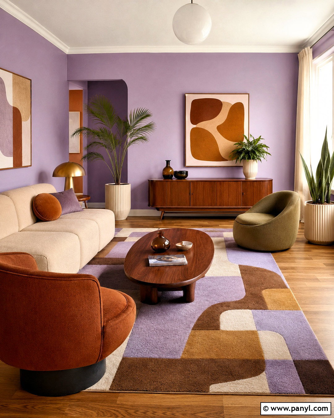 Wallflower Retro Living Room - 20 Wallflower Color Ideas