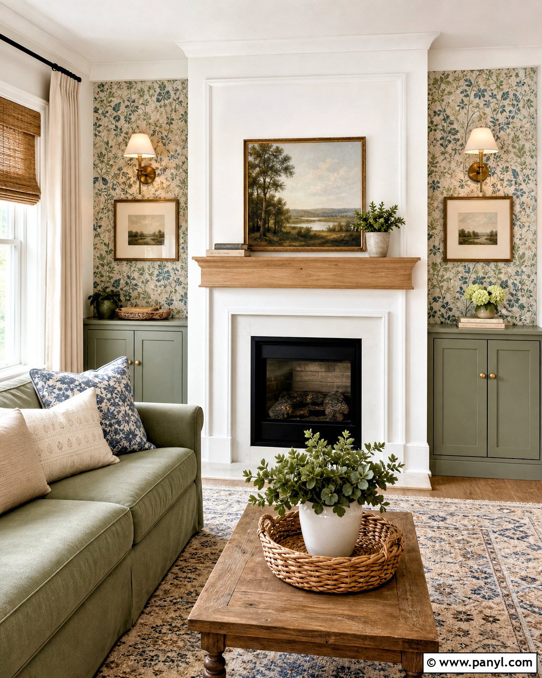 Wallpapered Fireplace Side Wall Alcoves - 20 fireplace side wall ideas