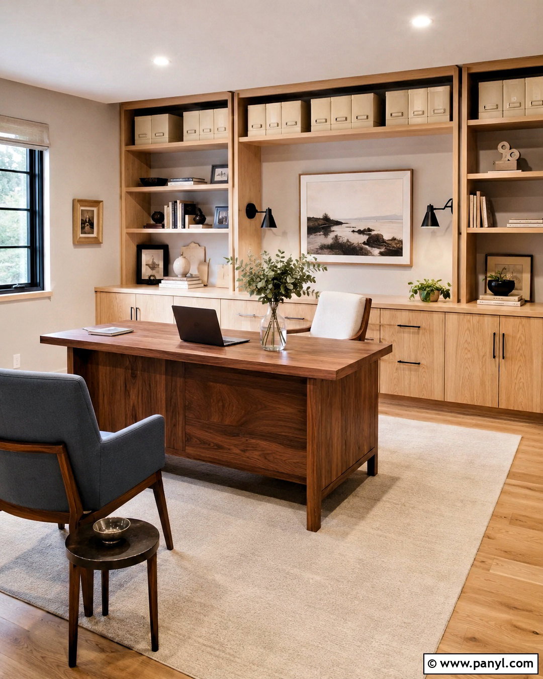 Walnut And Maple Home Office - 20 different wood tones in one room ideas