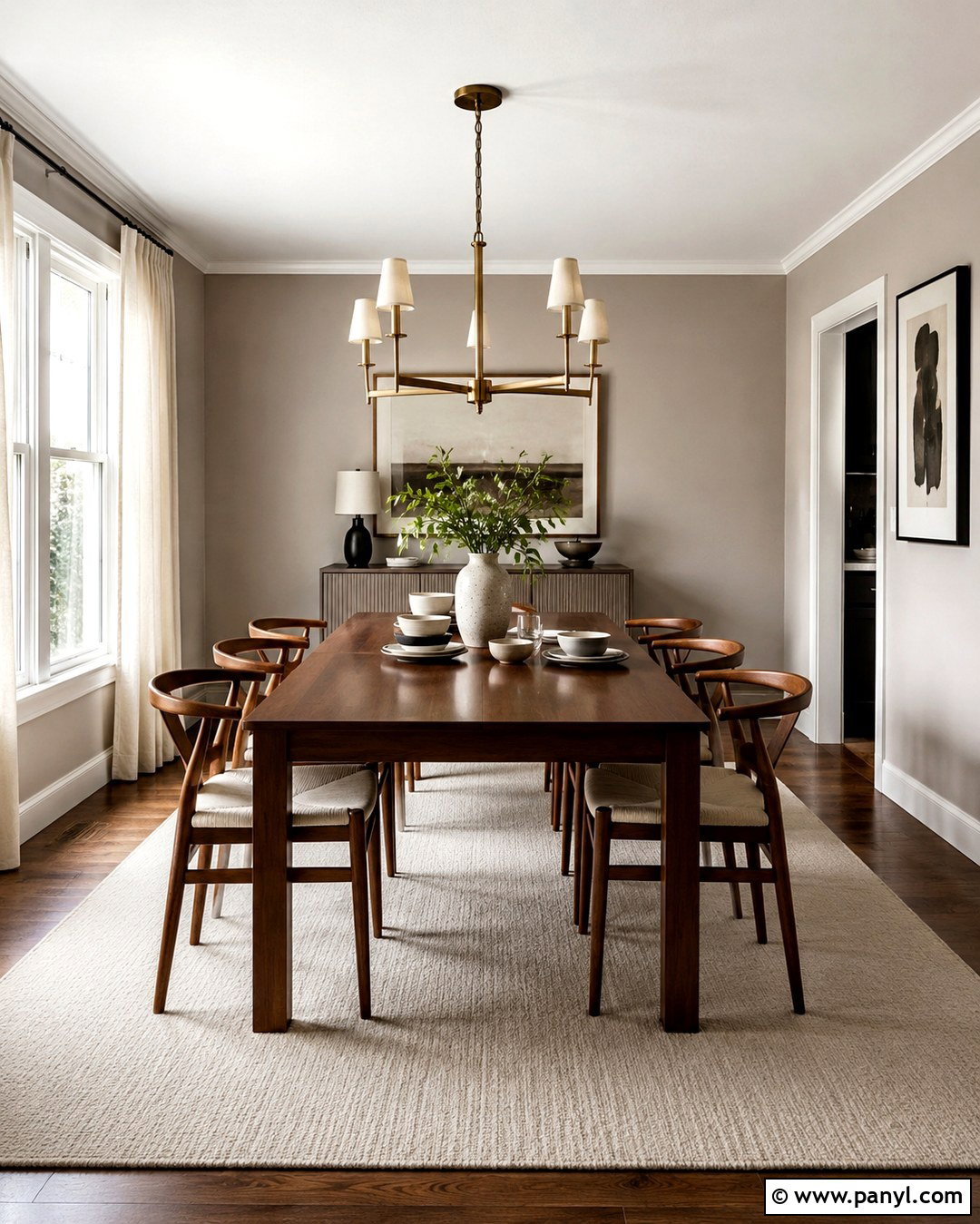 Walnut And Soft Greige Walls - 20 Wood And Wall Color Combination Ideas