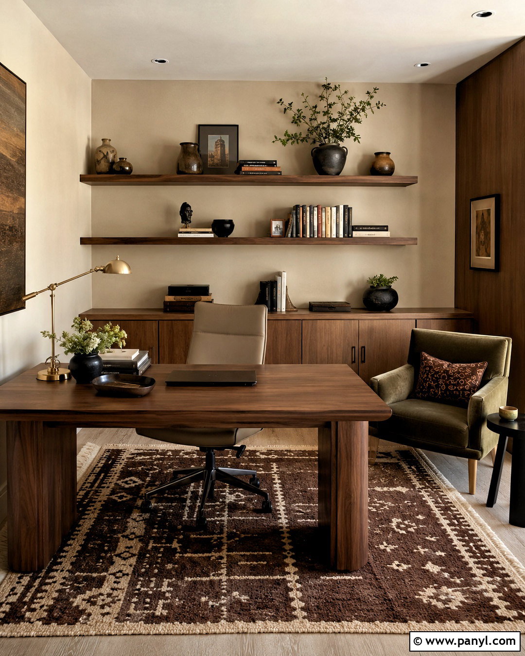 Walnut Brown Home Office - 20 brown home aesthetic ideas
