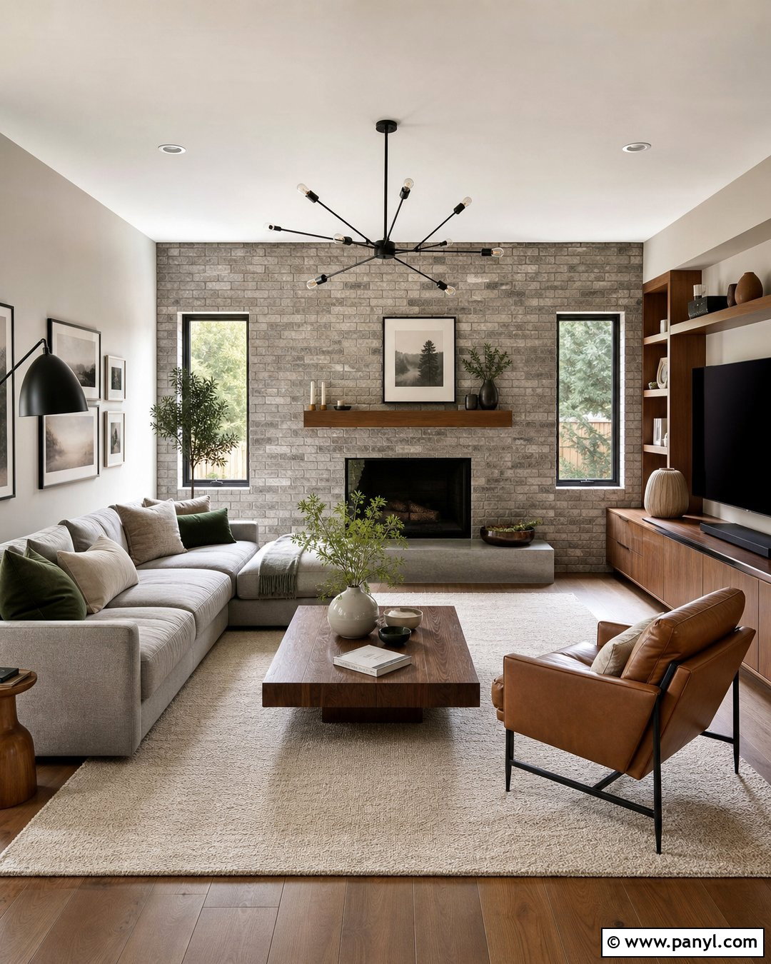 Walnut Brown With Gray Brick Wall - 20 Brick Wall Color Matching Ideas