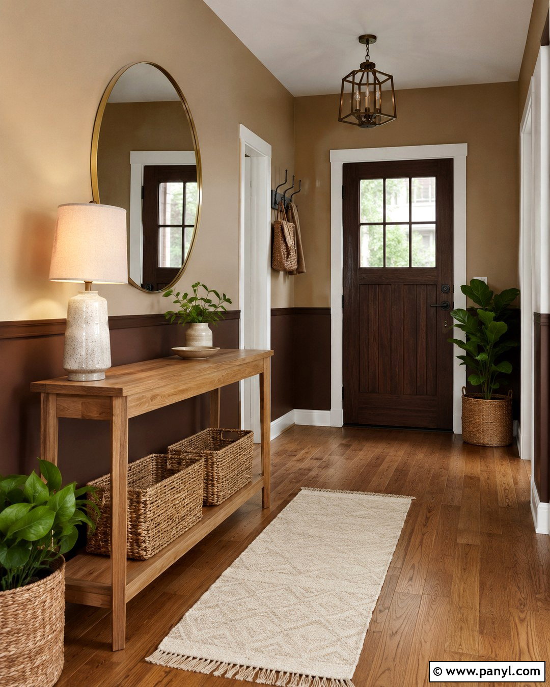 Walnut Brown and Tan Entryway Walls - 20 Two Tone Brown Walls