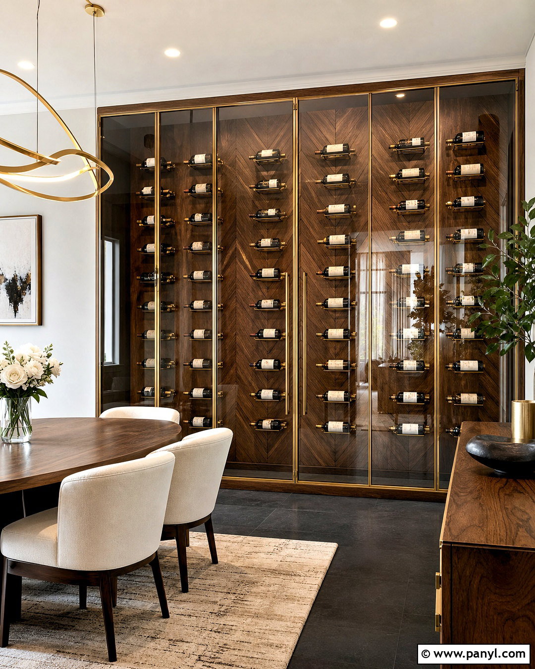 Walnut Glass Wine Cellar Wall - 20 small glass wine cellar wall ideas