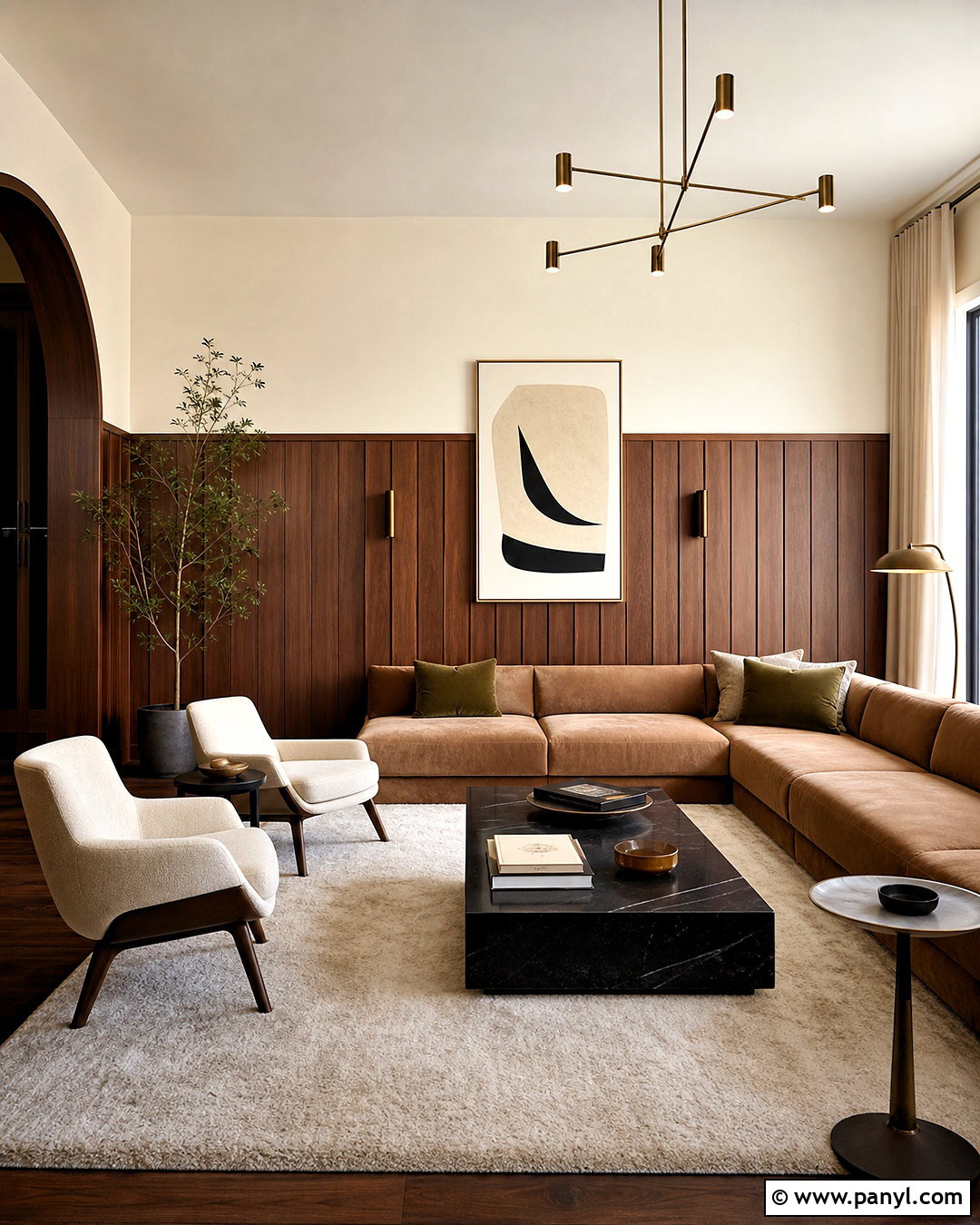 Walnut Wainscoting Living Room - 20 modern wainscoting ideas