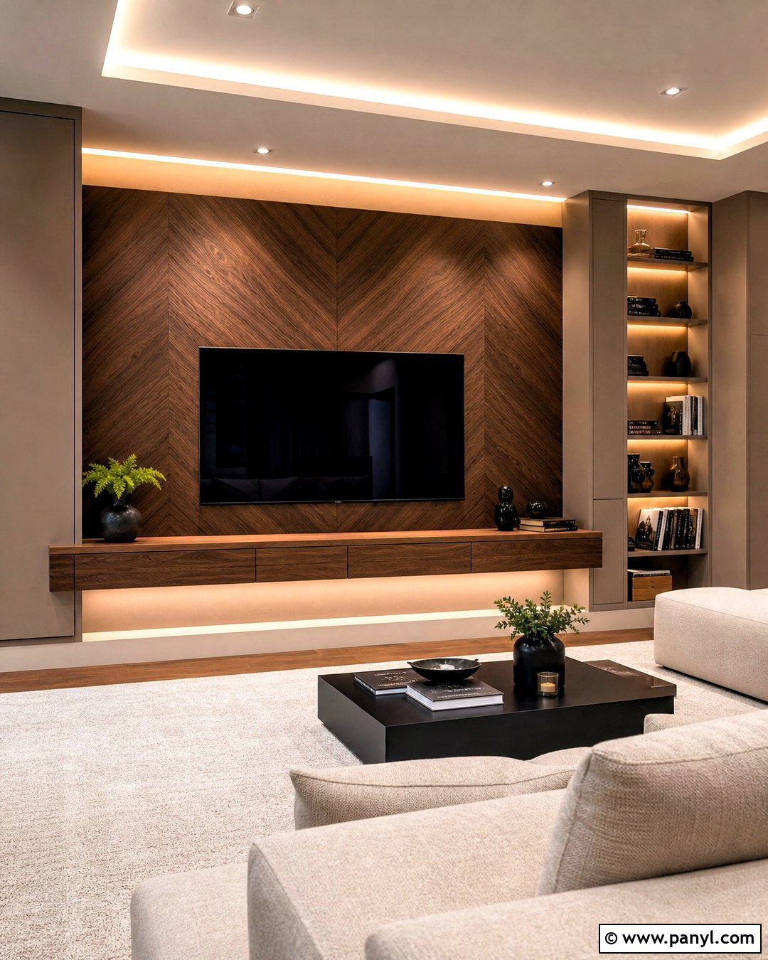 Walnut Wood TV Wall - 20 wood interior walls