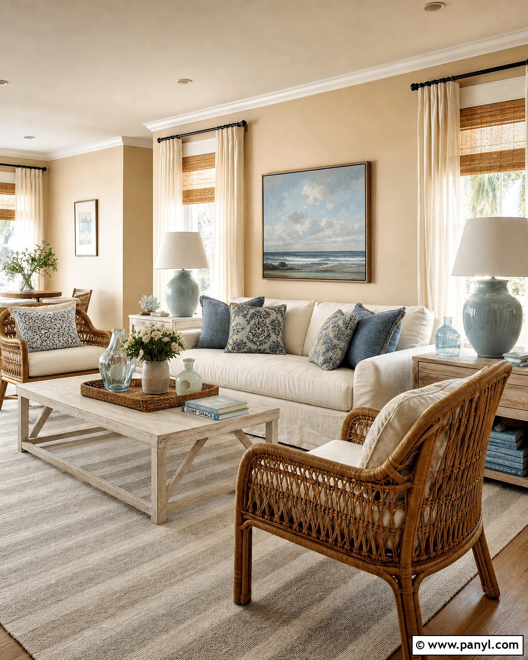Warm Beige Coastal Living Room - 20 warm beige living room ideas