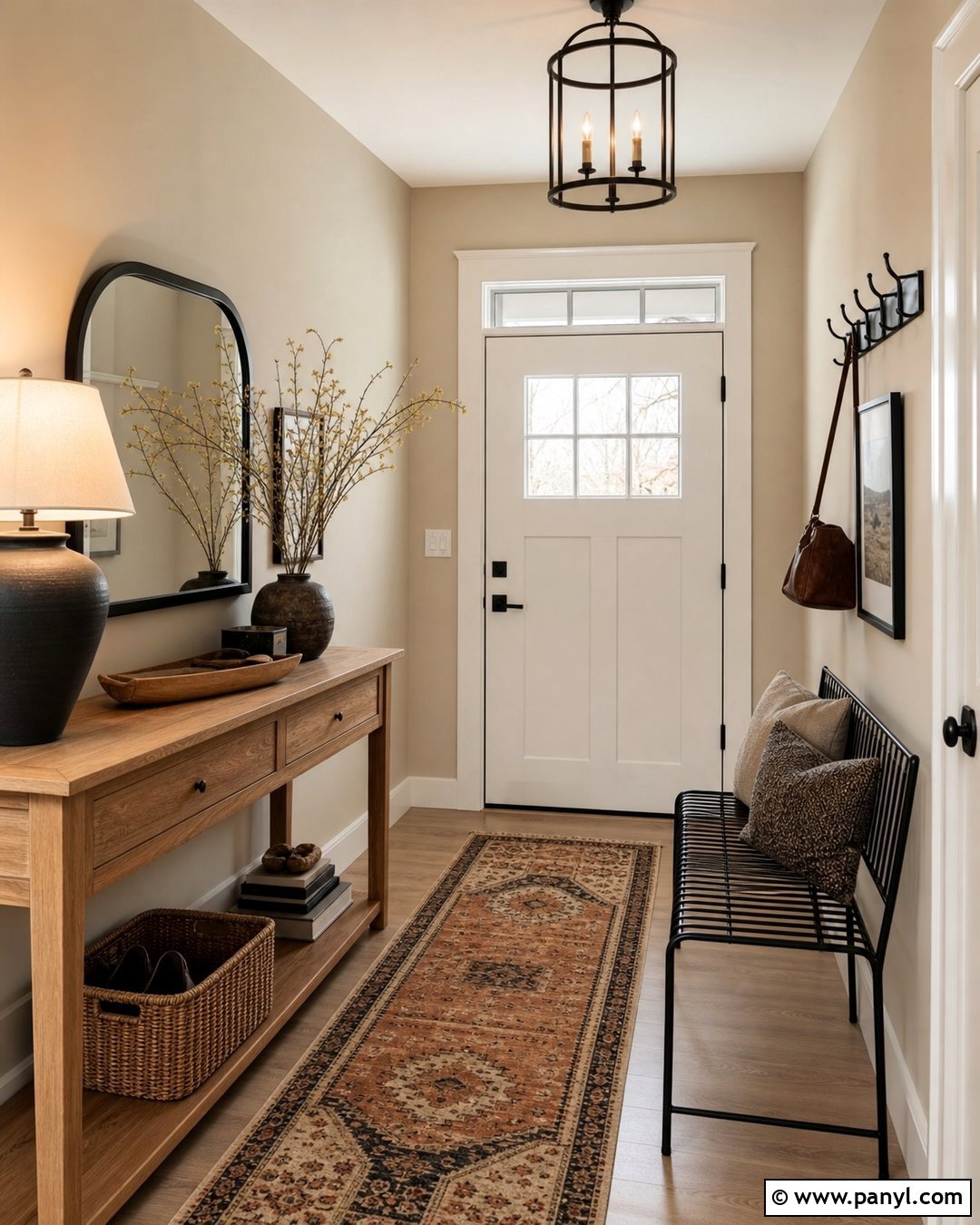 Warm Beige Entryway Walls With Black Accents - 25 warm beige wall ideas