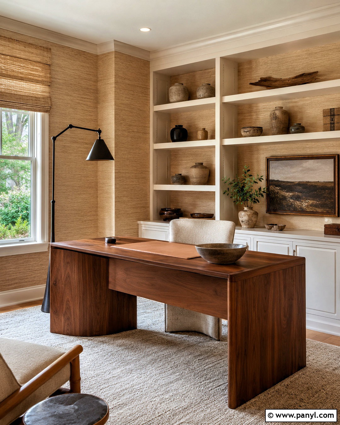 Warm Beige Grasscloth Wallpaper Office - 20 light colored wallpaper ideas