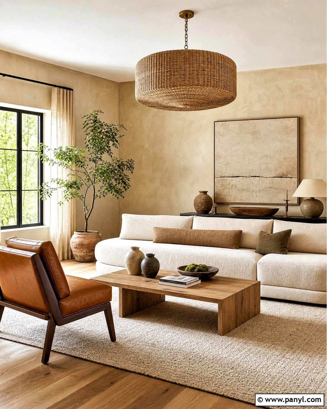 Warm Beige Limewash Accent Wall - 20 accent wall for living room ideas