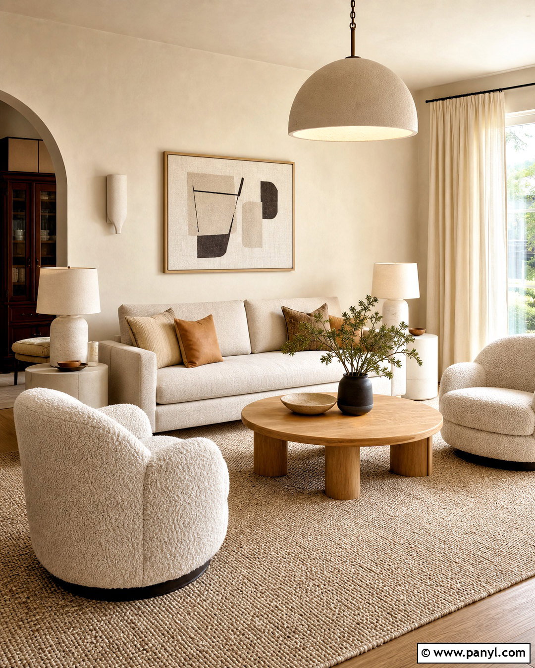 Warm Beige Living Room With Boucle Furniture - 20 warm beige living room ideas