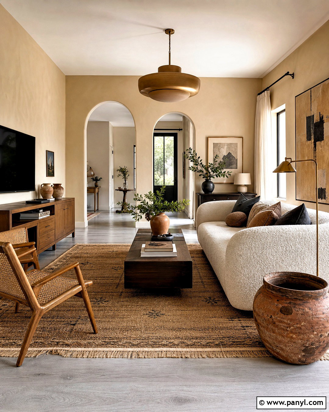 Warm Beige Living Room With Grey Flooring - 20 grey flooring living room paint colors