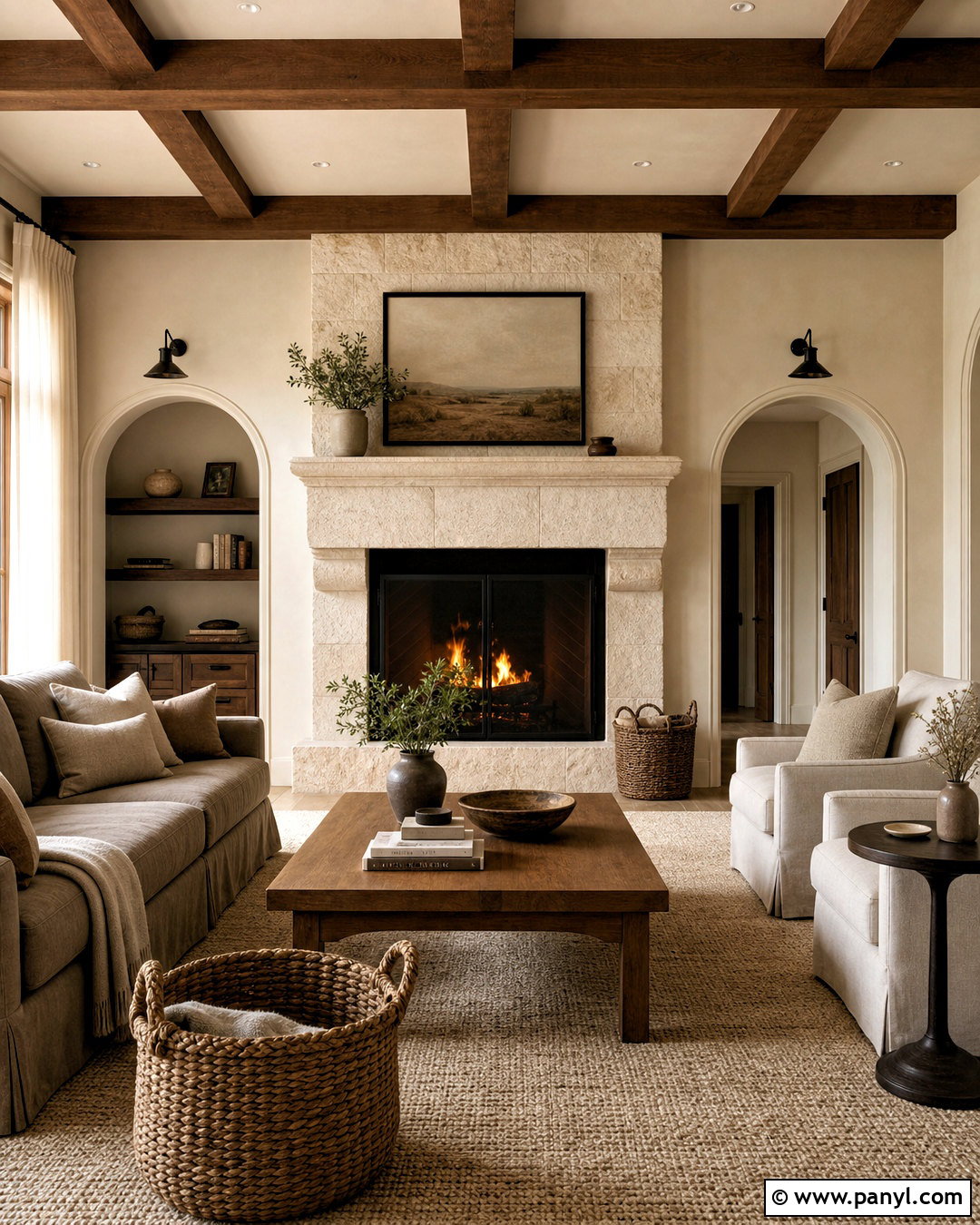 Warm Beige Living Room With Stone Fireplace - 20 warm beige living room ideas