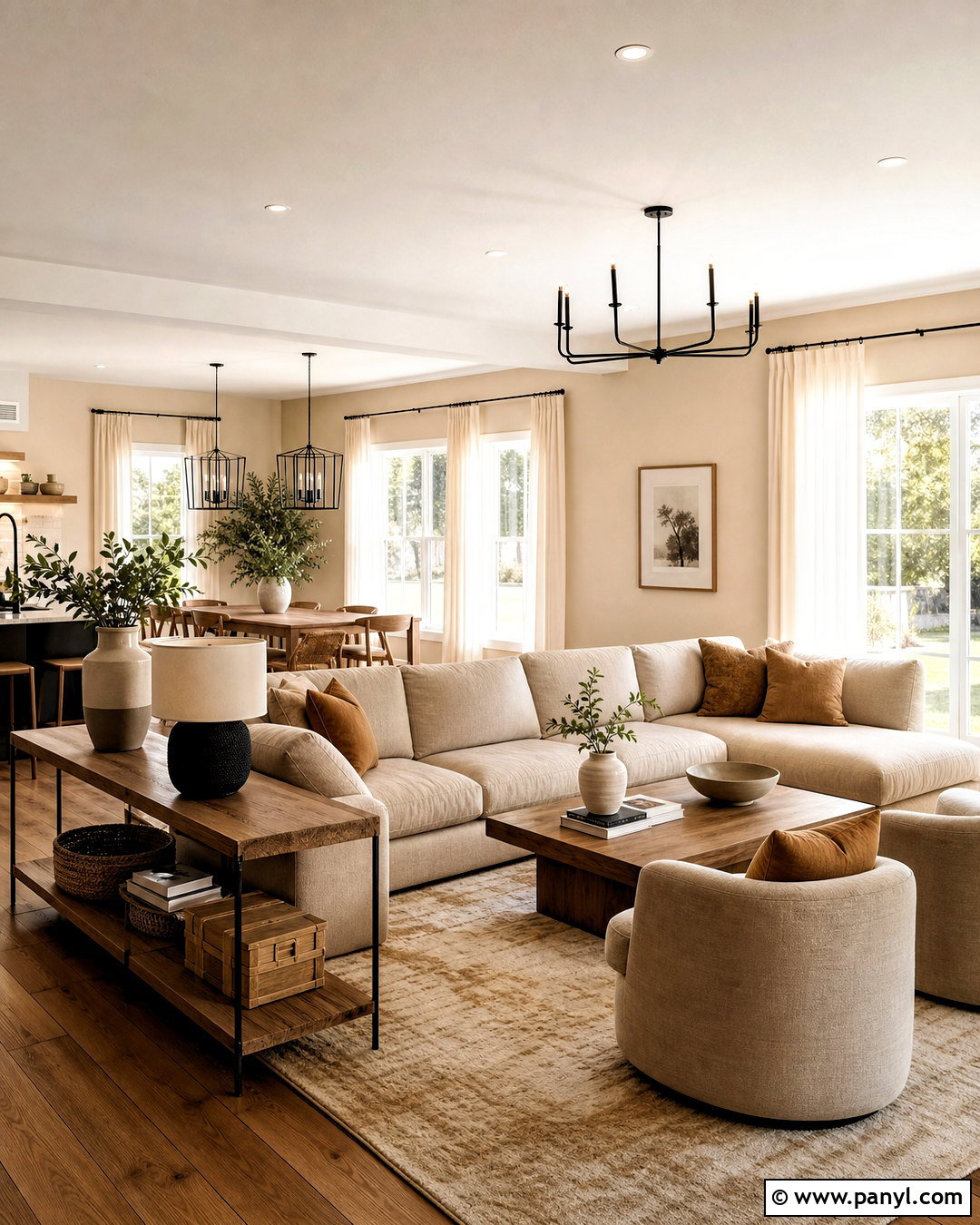 Warm Beige Open Concept Living Room - 20 warm beige living room ideas