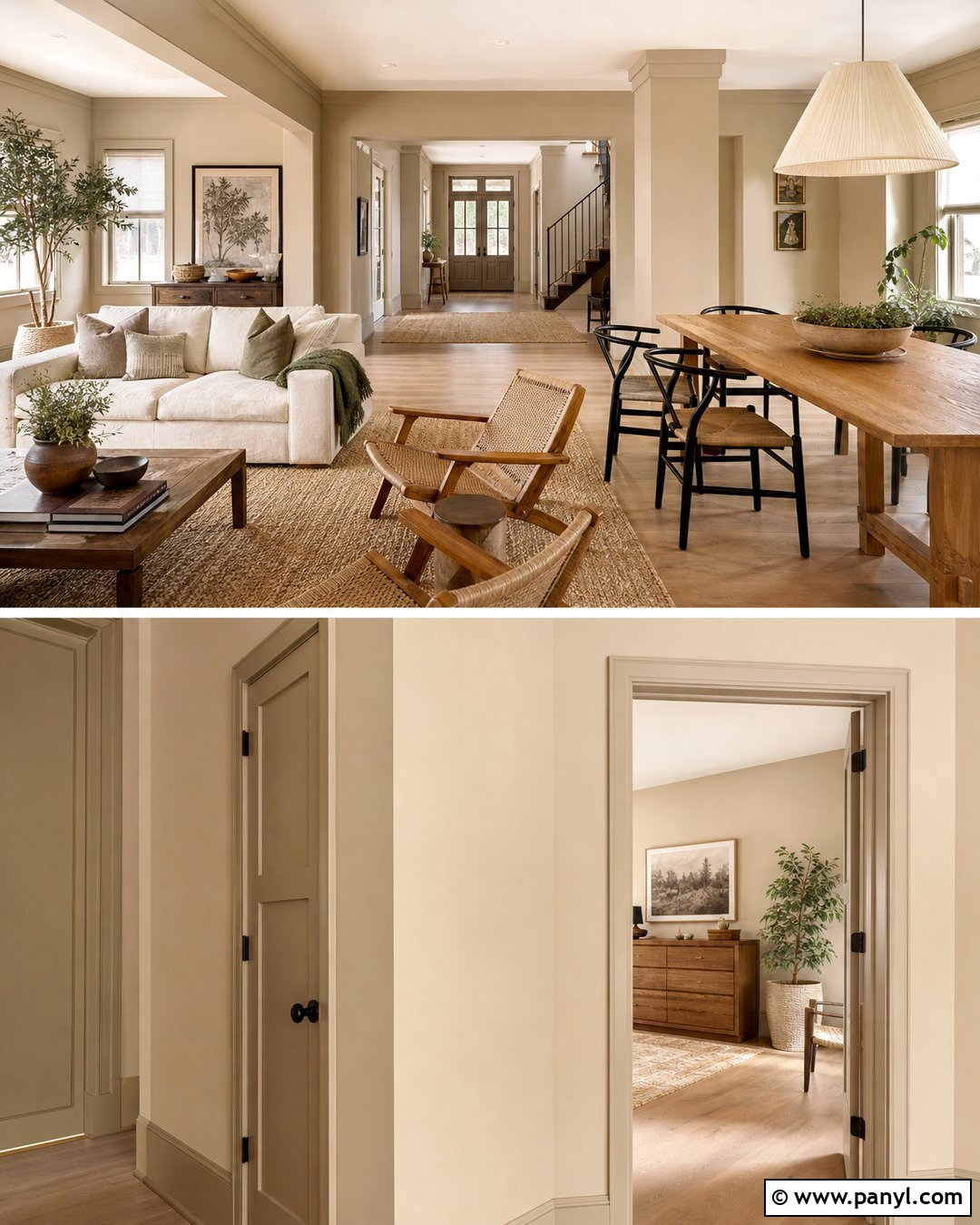 Warm Beige Open Plan Walls And Trim - 25 Same Color Trim And Walls