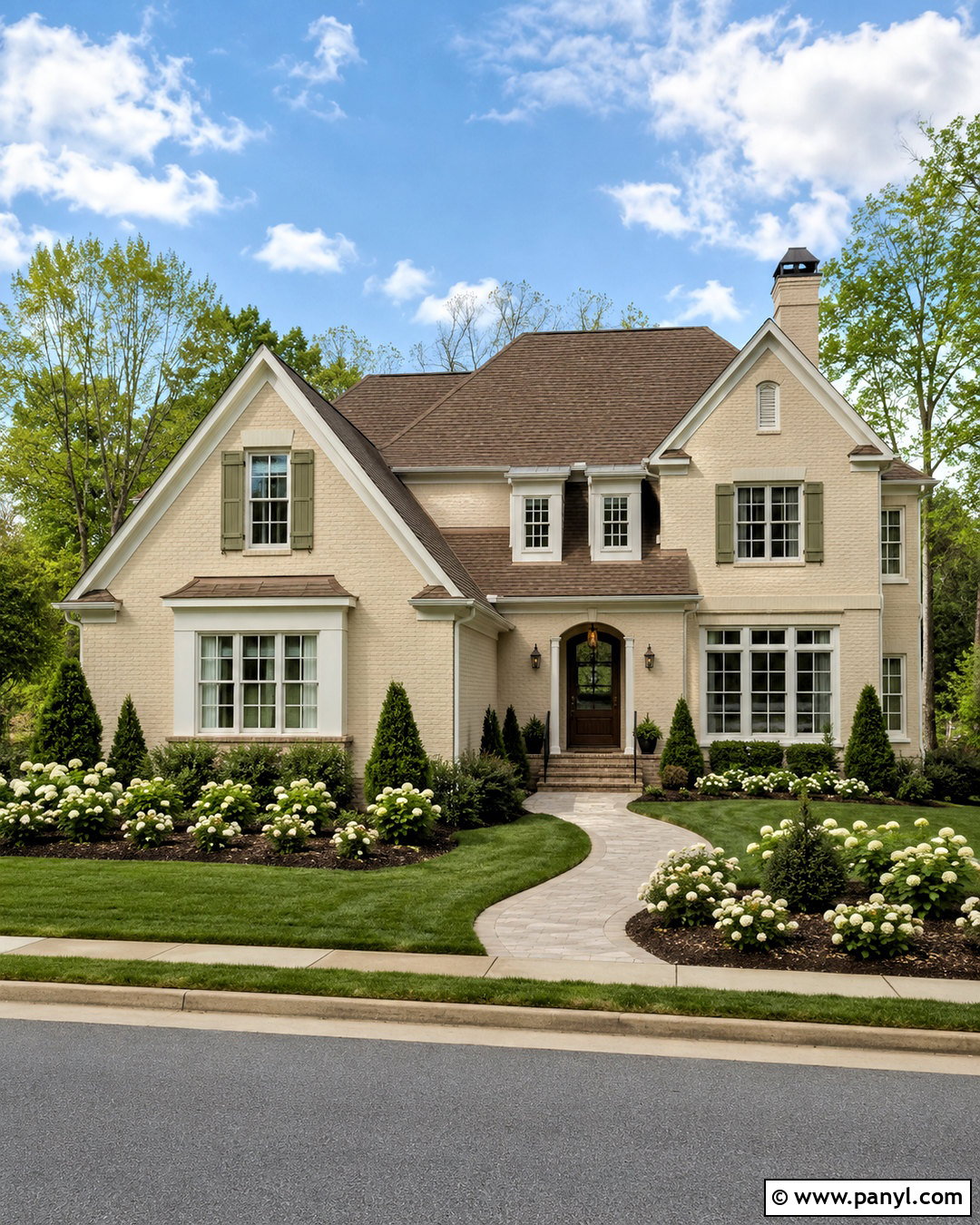 Warm Beige Painted Brick Exterior - 20 brick wall before and after painting ideas