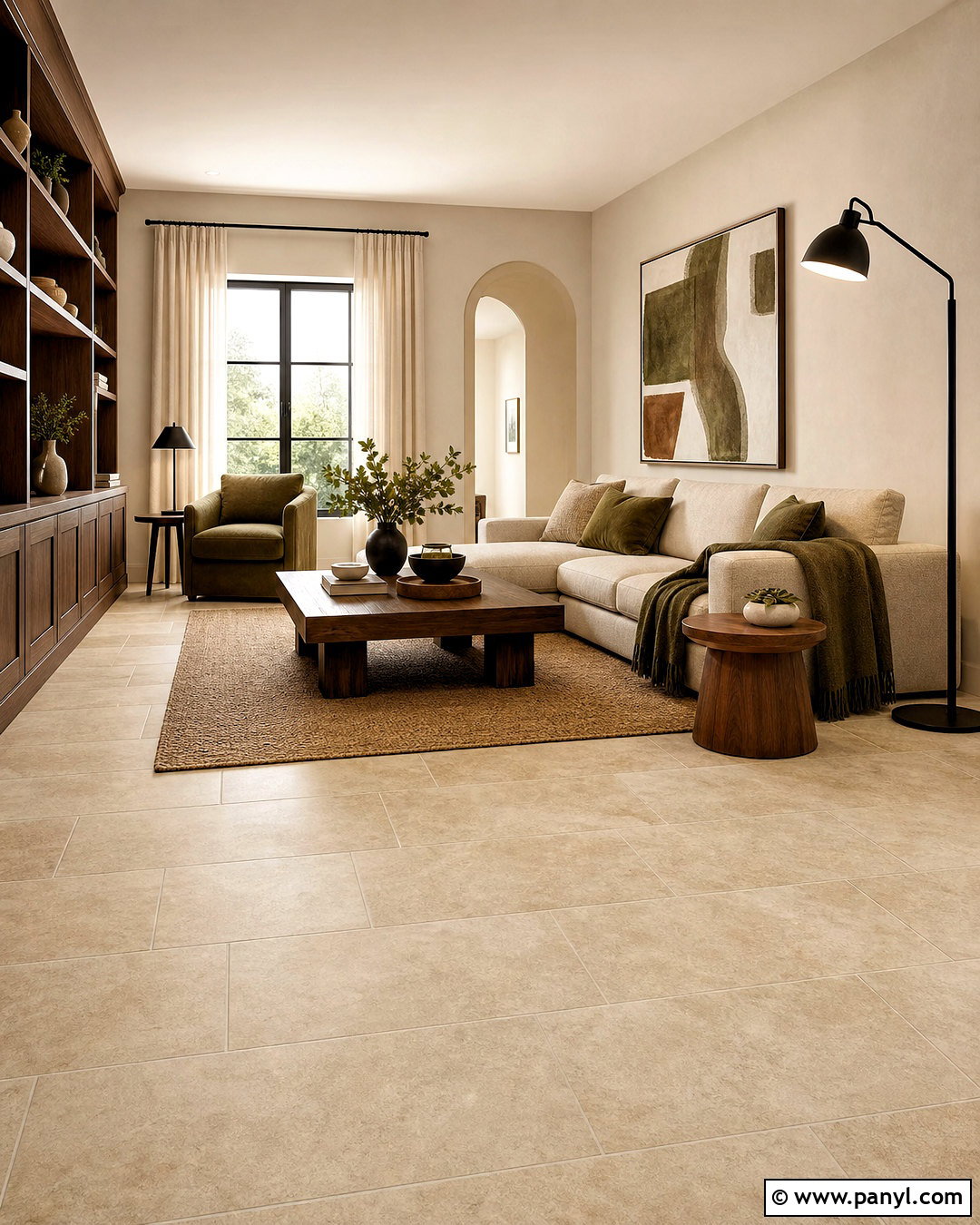 Warm Beige Stone Look Floor Tile - 20 floor tile design modern ideas