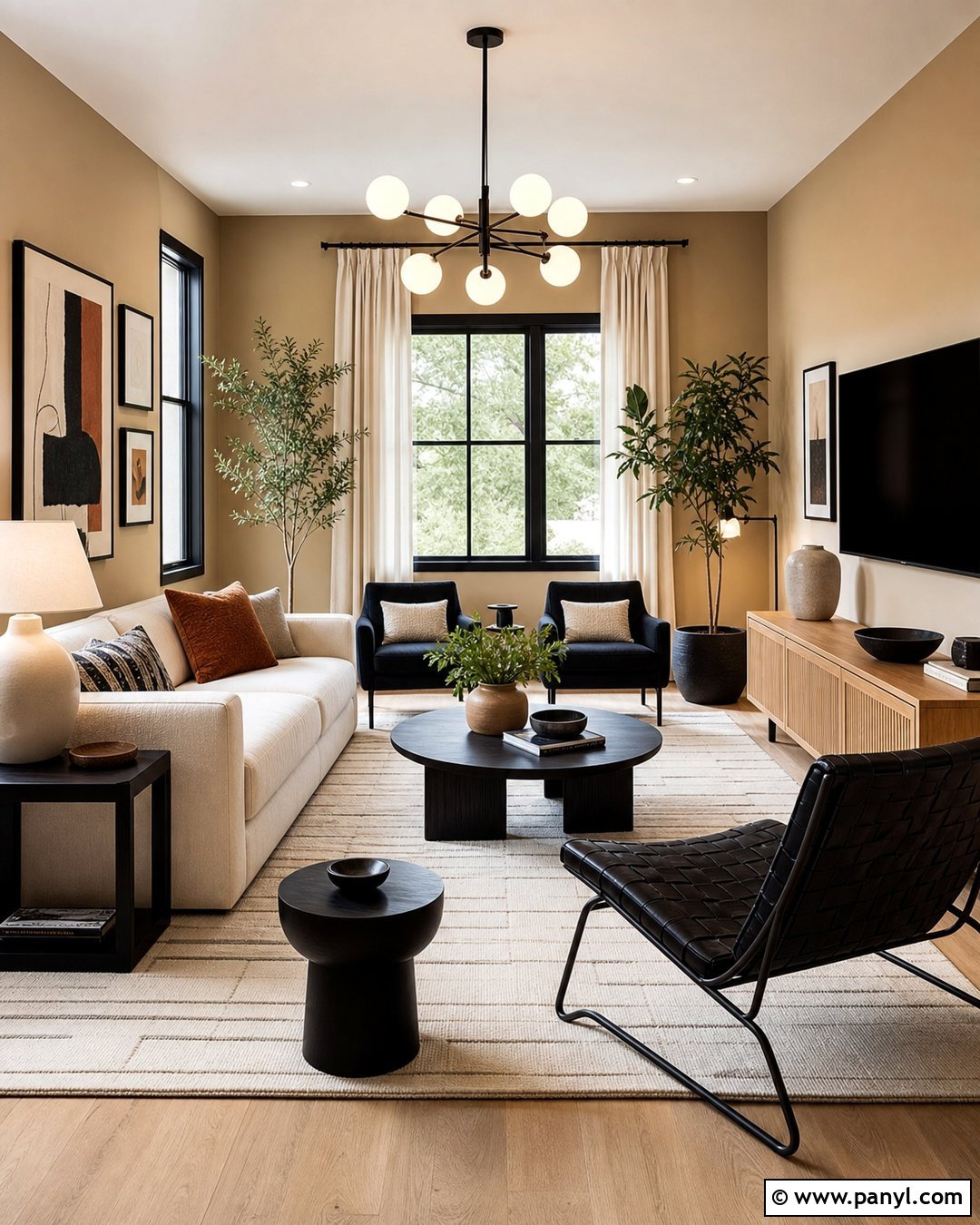 Warm Beige Walls With Modern Black Trim - 25 warm beige wall ideas