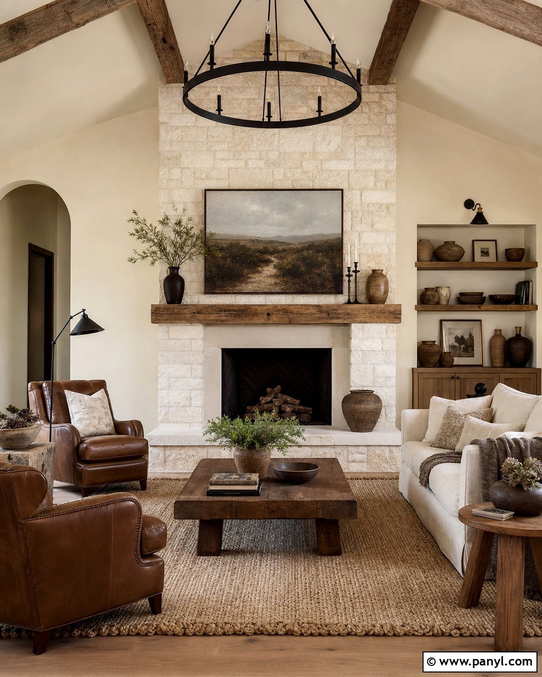 Warm Beige Walls With Stone Fireplace - 25 warm beige wall ideas