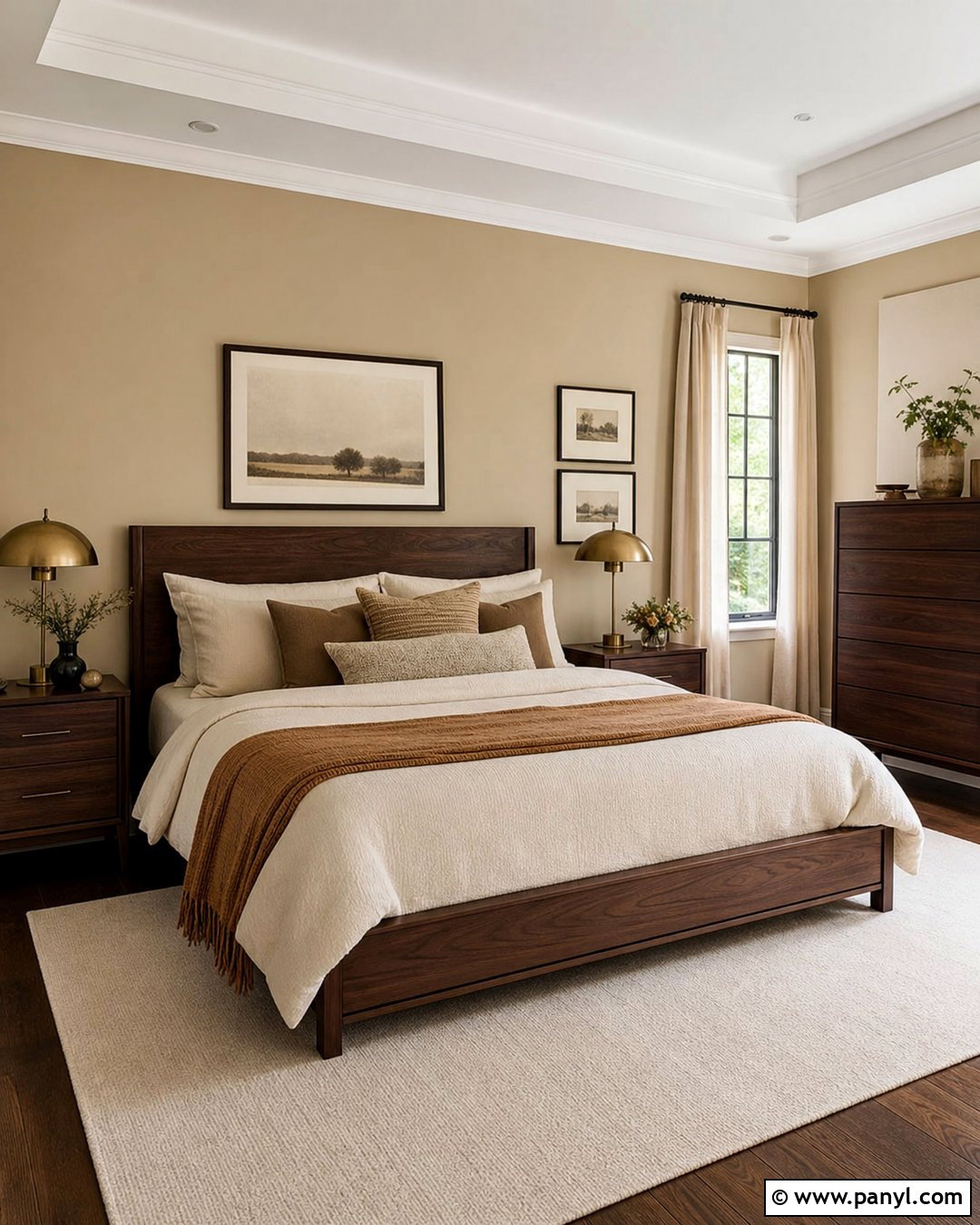 Warm Beige Walls With Walnut Furniture - 25 Wall Colour With Wooden Furniture Ideas