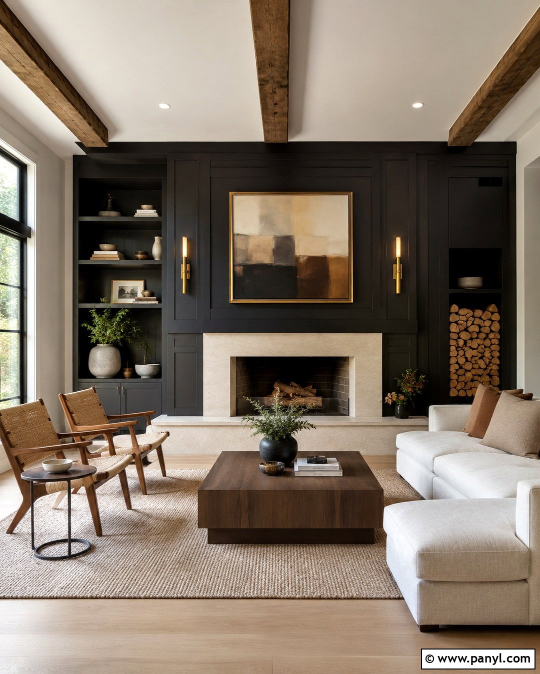 Warm Black Fireplace Wall - 20 Accent Color On Fireplace Wall Ideas