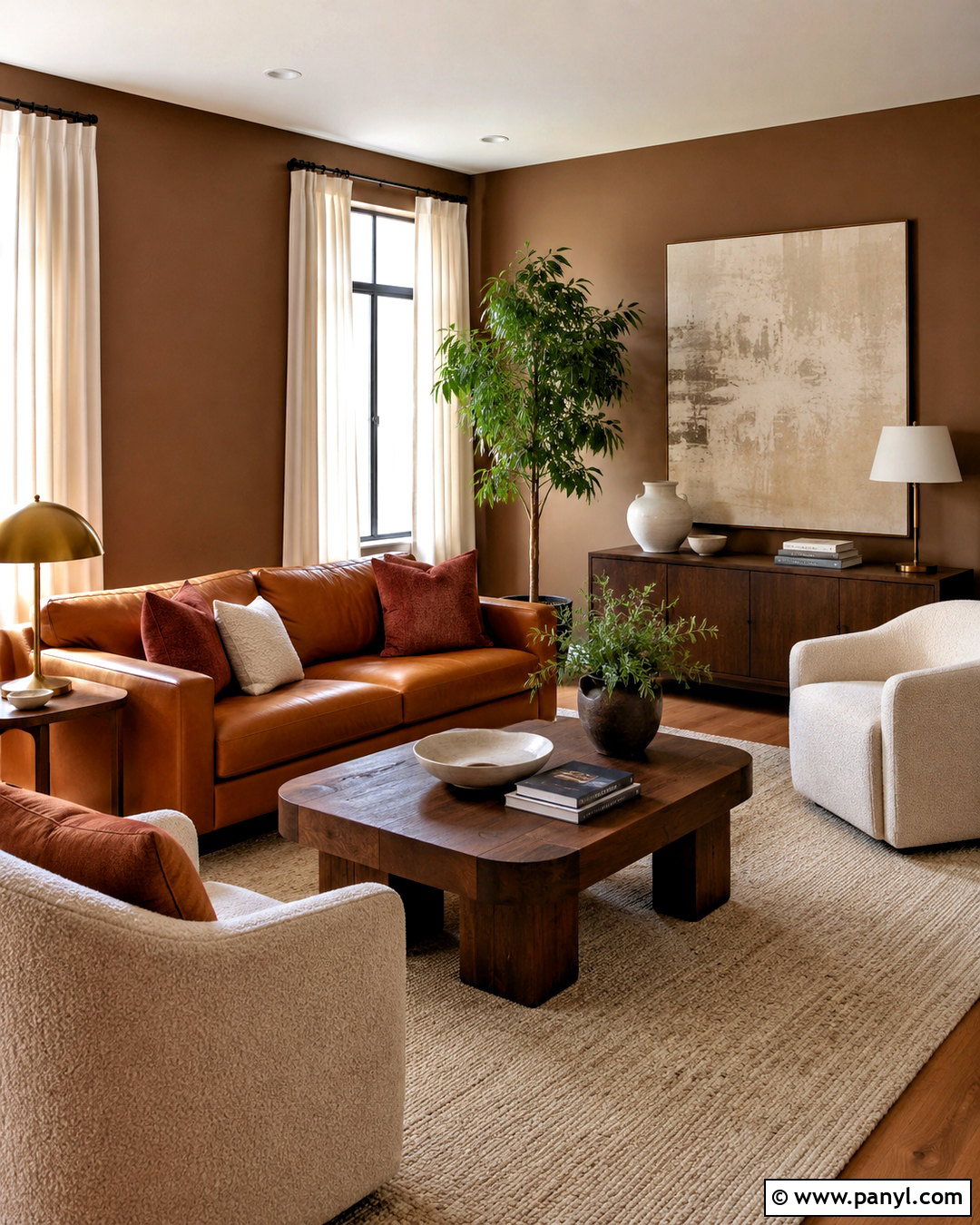 Warm Brown Living Room - 20 brown home aesthetic ideas
